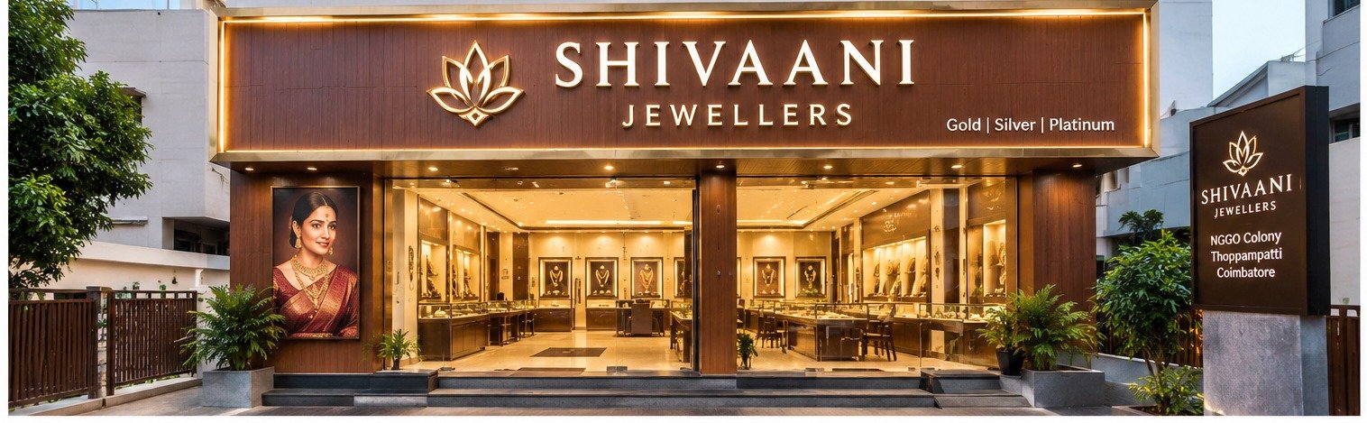 Jewellery shop near me in Thudiyalur Coimbatore – Shivaani Jewellers showroom front