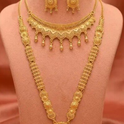 Traditional 22K 916 Gold Necklace Set (Bridal Collection)
