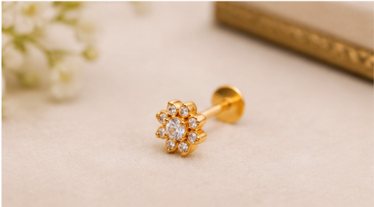 Gold nose pin at Shivaani Jewellers Coimbatore