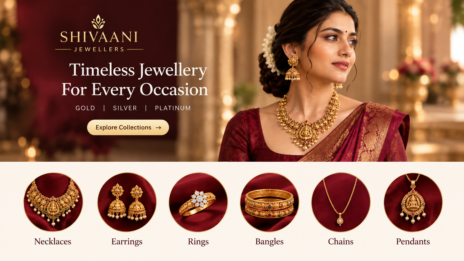 Gold necklace set at Shivaani Jewellers, Thudiyalur, Coimbatore