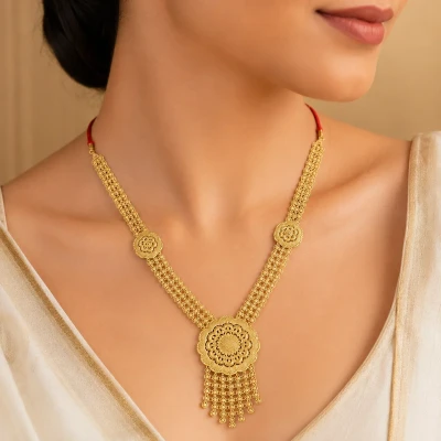 Traditional 22K 916 Gold Necklace Set (Bridal Collection)
