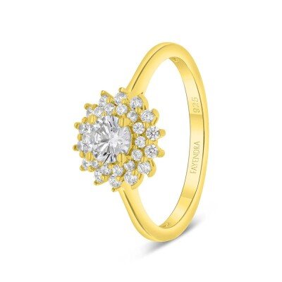 Gold Plated Silver White Stone Solitaire Ring (GPS)