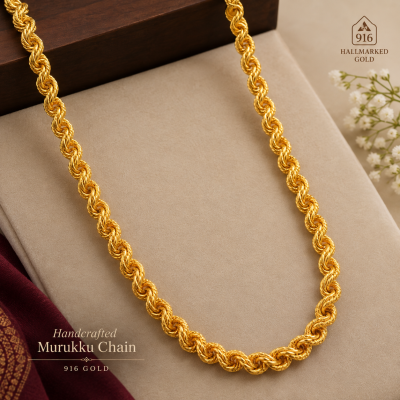 Handcrafted 916 Gold Murukku Chain Design