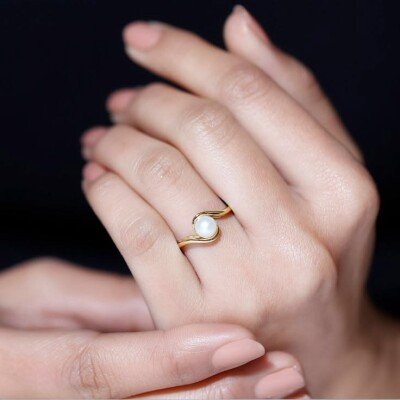 916 Hallmarked Gold Pearl Ring for Women (GPS Design)